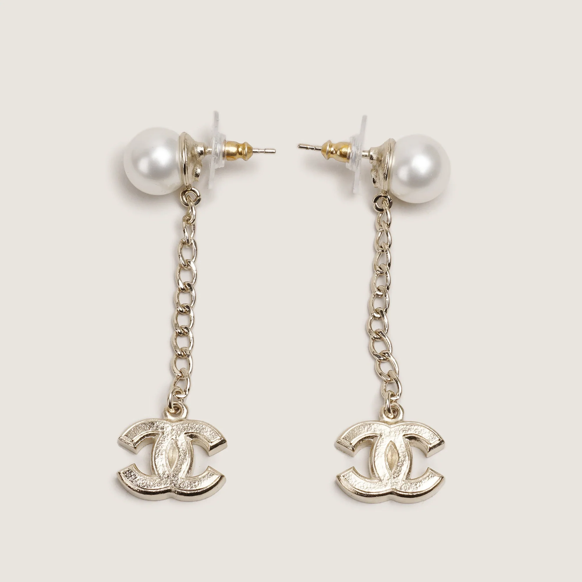 CC Faux Pearl and Crystals Drop Earrings - Image 2