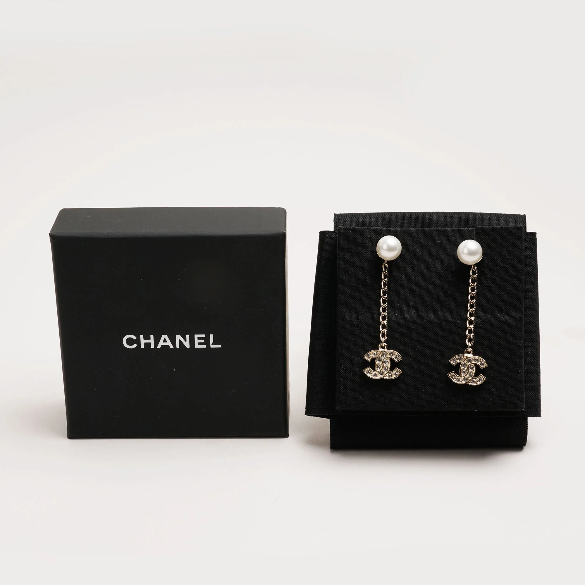 CC Faux Pearl and Crystals Drop Earrings - Image 5