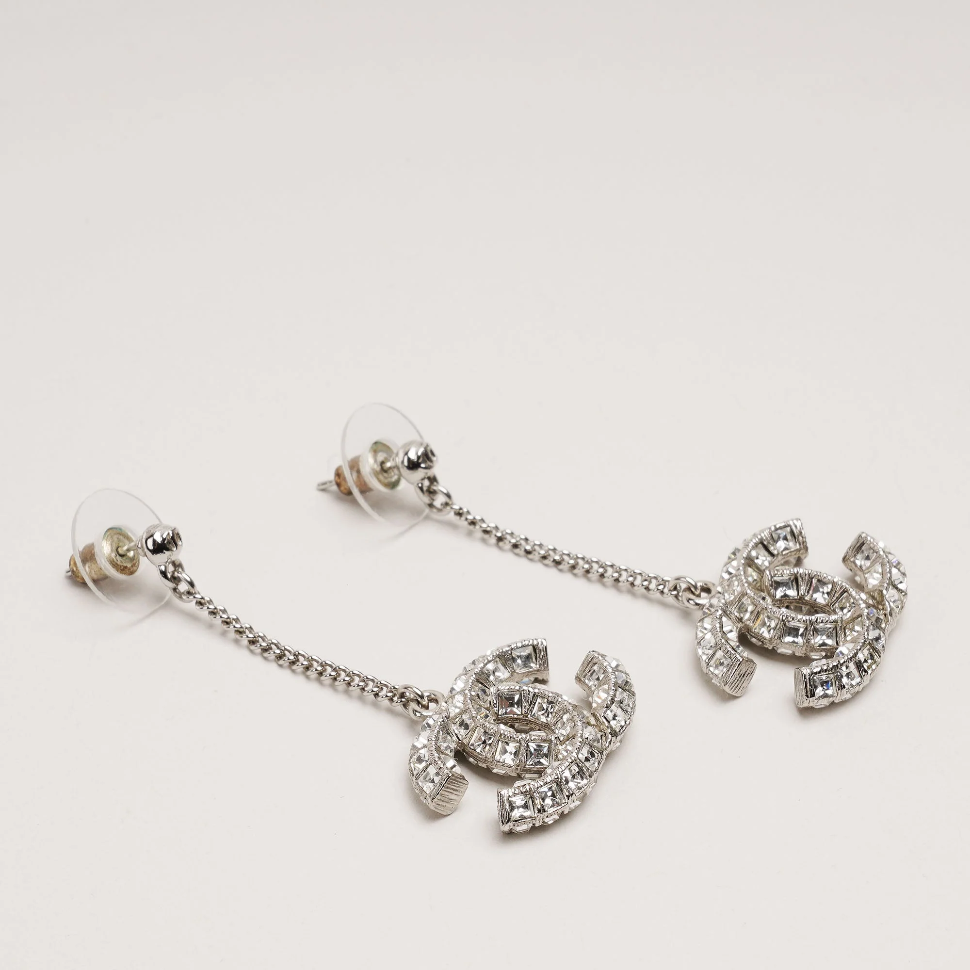 Large CC Crystal Drop Earrings - Image 3
