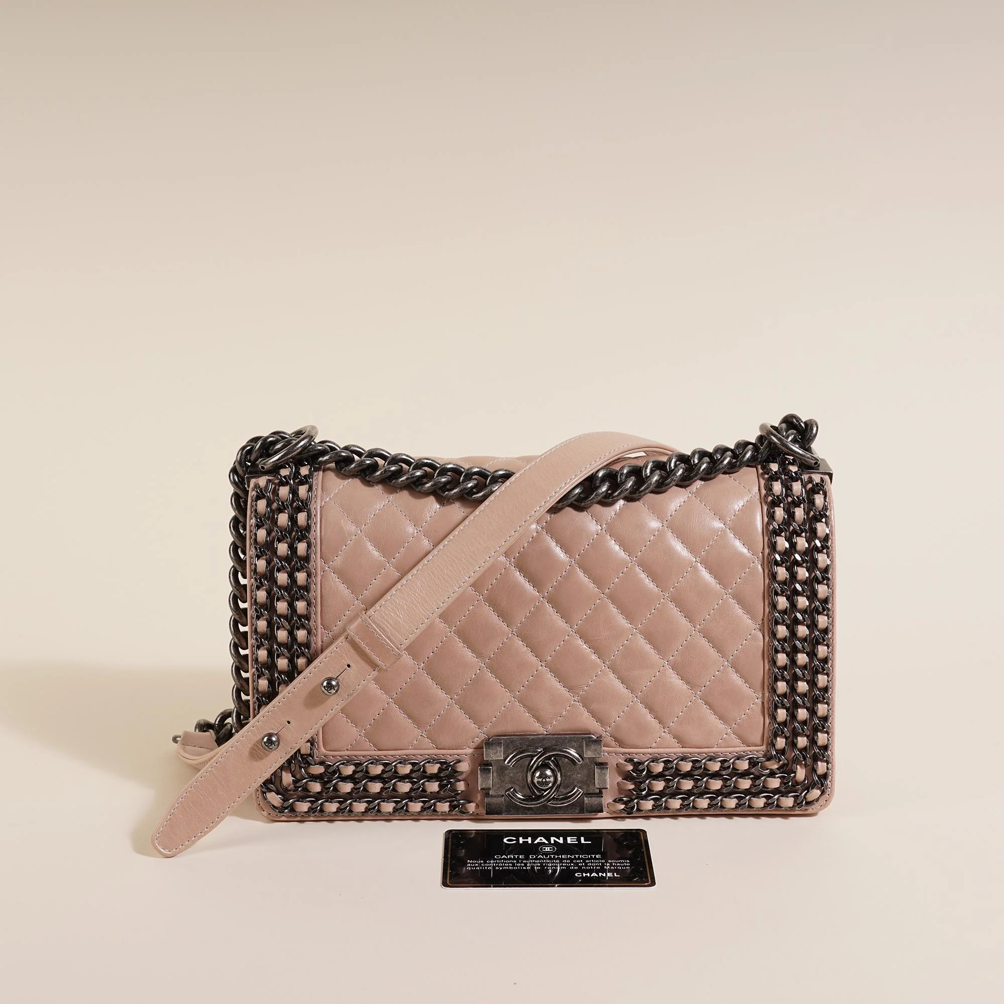 Chain Embellished Old Medium Boy Bag - Image 12
