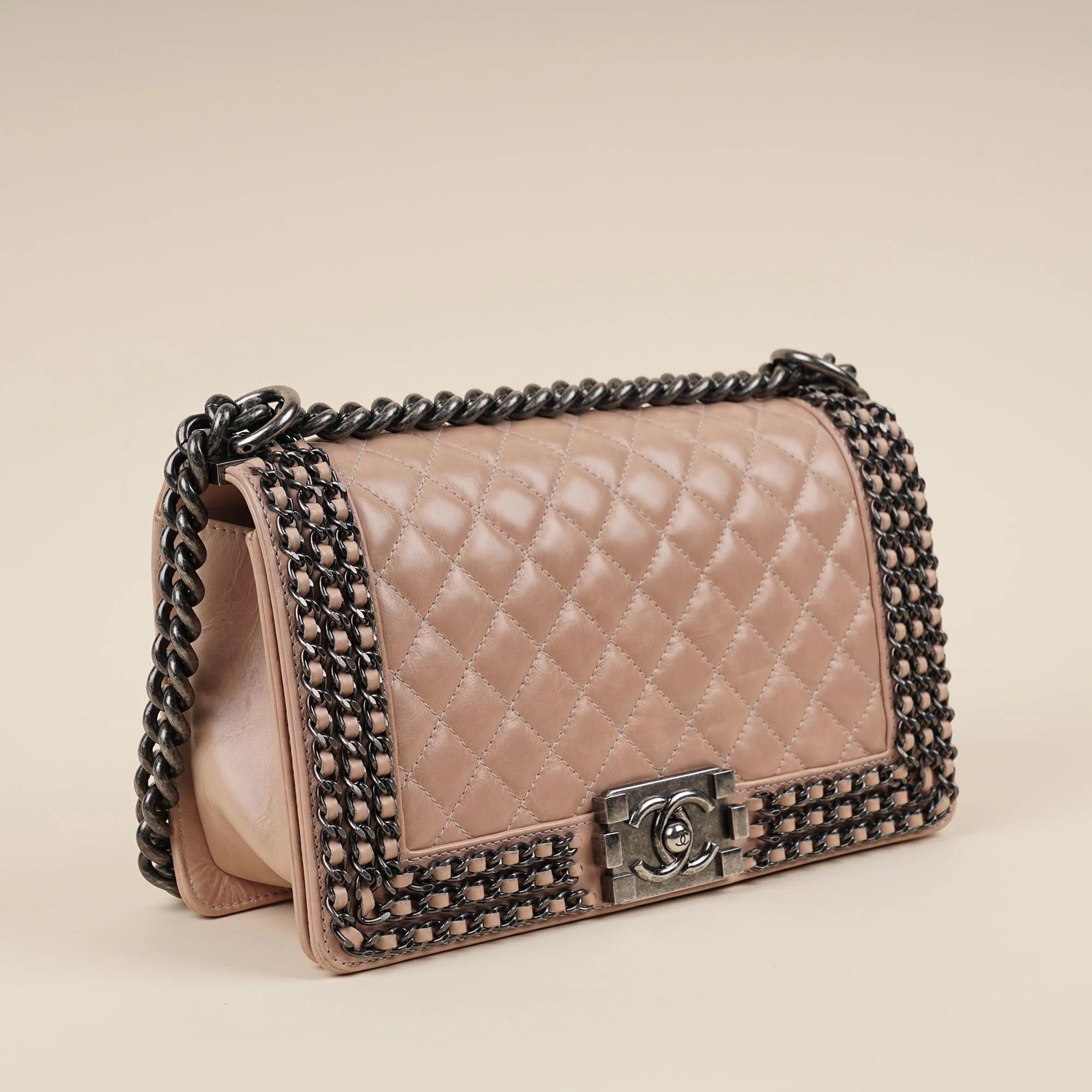 Chain Embellished Old Medium Boy Bag - Image 3