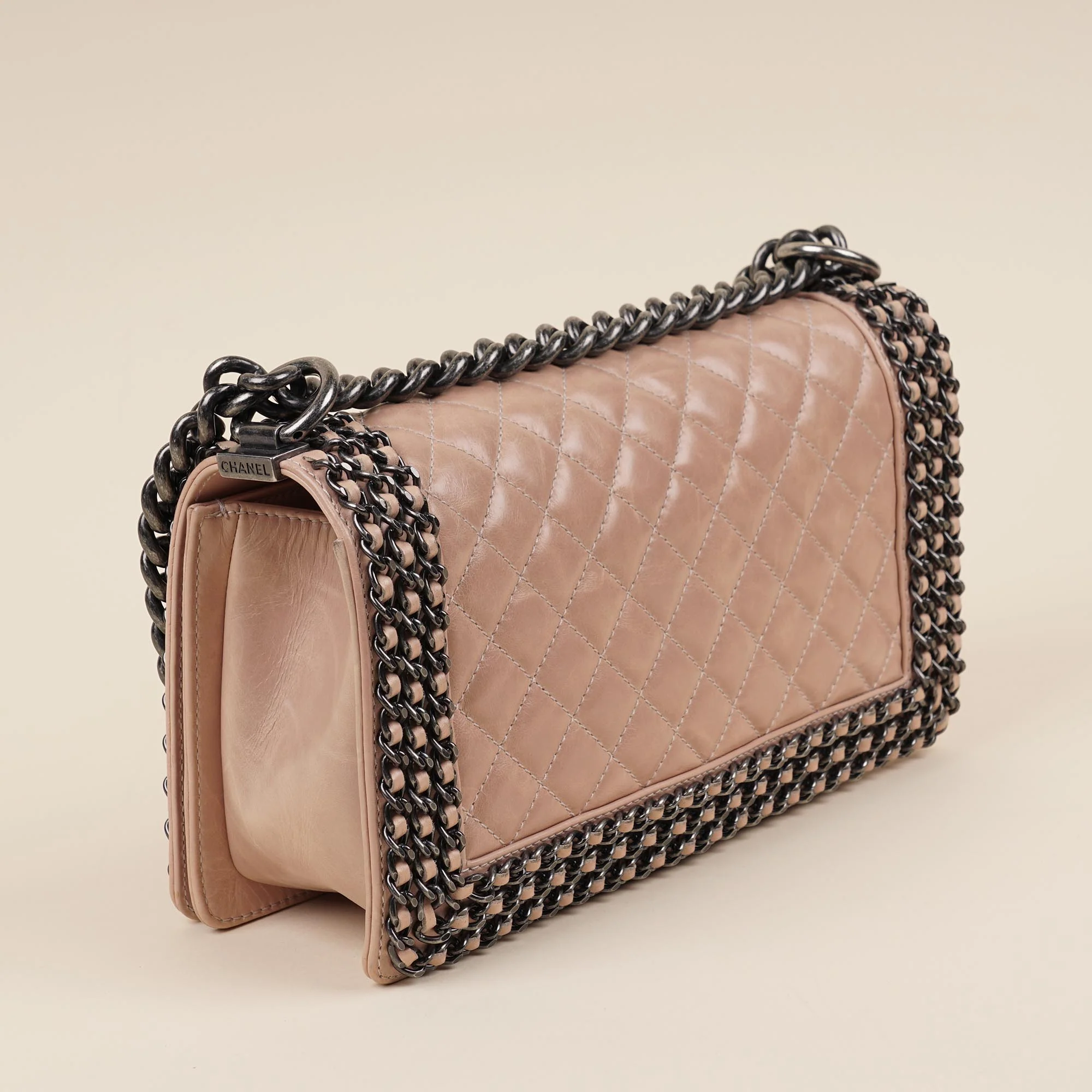Chain Embellished Old Medium Boy Bag - Image 4