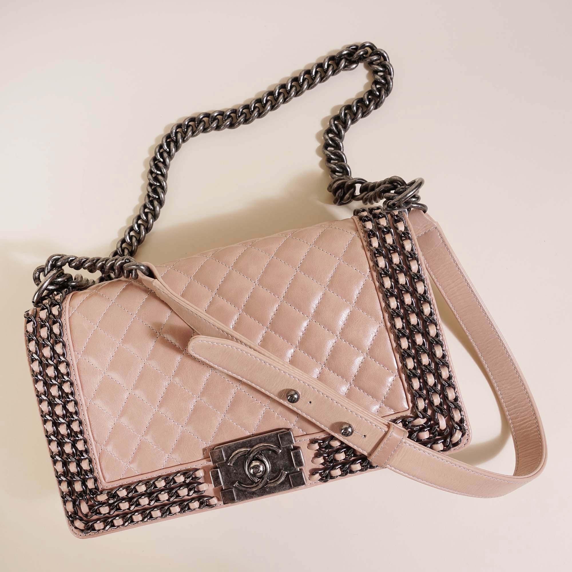 Chain Embellished Old Medium Boy Bag - Image 8