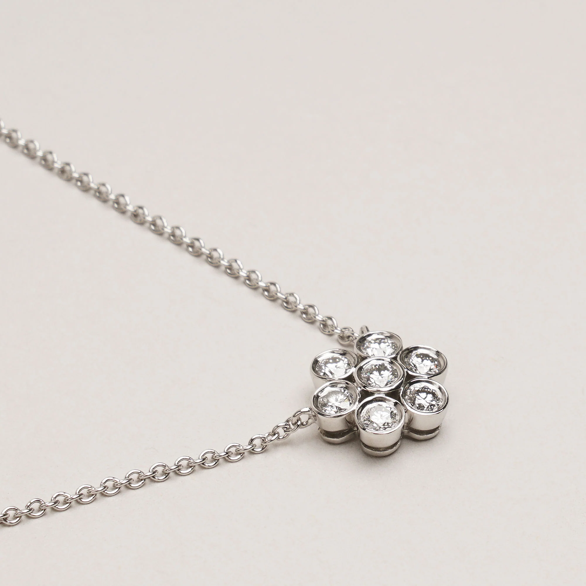 Platinum & Diamonds Flower Pendant Necklace - Image 3